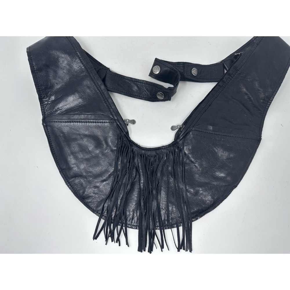 Sash Black Leather Fringe Crossbody Bag Boho Festival Hippie Artisan India